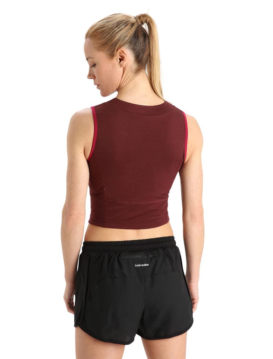 Cherry / Espresso Women's Icebreaker ZoneKnit™ Merino Cropped Bra-Tank T Shirts | USA 1573EBCX